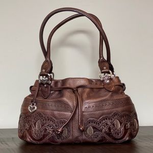 Brighton brown leather shoulder bag w/ fun details